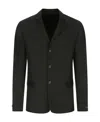 Prada Structured Silk Blazer With Notch Lapel In Black