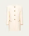 Prada Single-breasted Tricotine Coat In Naturale