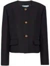 Prada Round-neck Wool-silk Jacket In Schwarz
