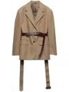 Prada Single-breasted Twill Blazer In Brown