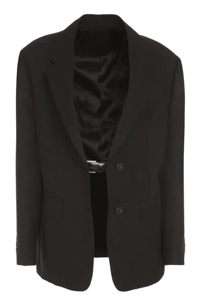 Prada Single-breasted Wool Jacket - Atterley In Black