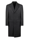 Prada Tailored Grey Coat With Notched Lapel In Multi