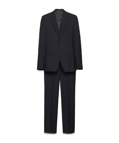 Prada Single Breasted Wool And Mohair Suit In Multi
