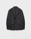 Prada Single-breasted Wool Blend Jacket In Gray