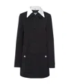 Prada Singled-breasted Wool Sateen Coat With Collar In Black