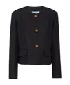 Prada Round-neck Wool-silk Jacket In Black