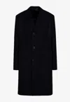 Prada Single-breasted Wool Coat In Blue