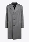 Prada Single-breasted Wool Coat In Gray