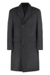 Prada Tailored Grey Coat With Notched Lapel In Gray