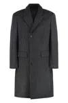 Prada Tailored Grey Coat With Notched Lapel In Gold