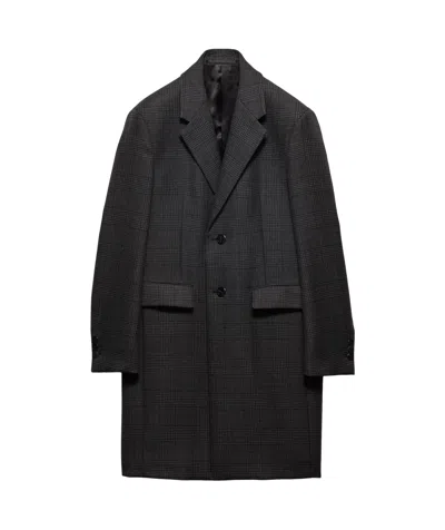 Prada Wool Single-breasted Overcoat In Gray