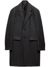 Prada Wool Single-breasted Overcoat In Grey
