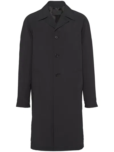 Prada Single-breasted Wool Coat In Black