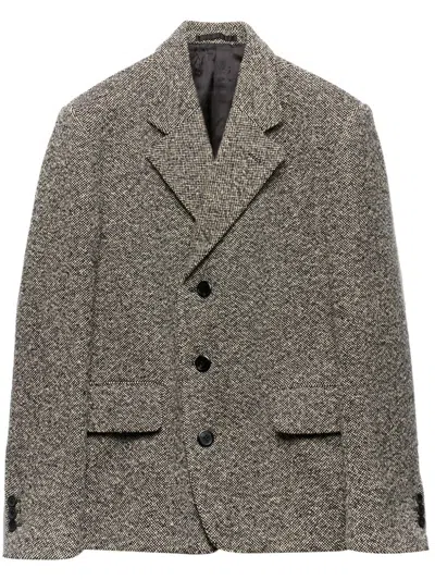 Prada Single-breasted Wool Jacket In Black