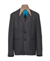 Prada Single-breasted Wool Jacket In Coal Gray