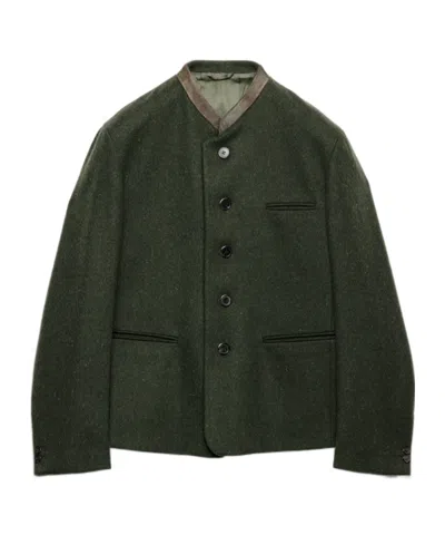 Prada Single-breasted Wool Jacket In Green