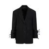 Prada Blazer Aus Wolle Mit Federn In Black