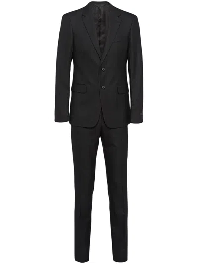 Prada Single-breasted Wool Suit In Black