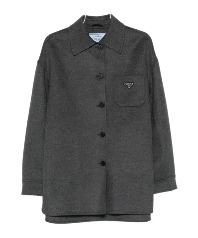 Prada Single-breasted Caban Jacket In Black