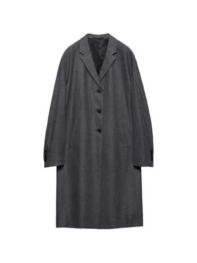 Prada Single-breasted Cashmere And Wool Coat In Gray
