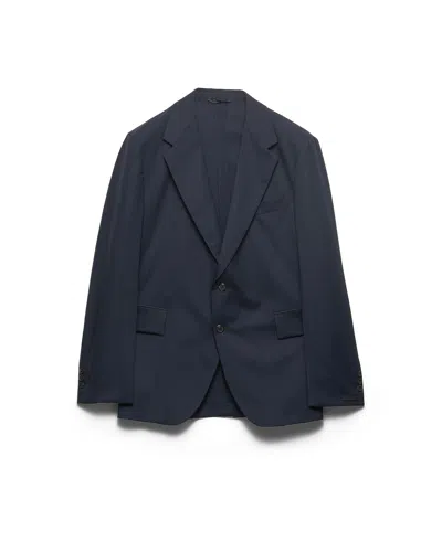 Prada Single-breasted Cashmere Jacket In Blue