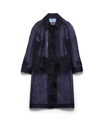 Prada Single-breasted Crinoline Coat In Blue
