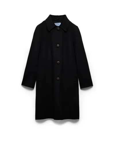 Prada Single-breasted Double Cashmere And Wool Coat In Black