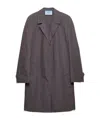 Prada Single-breasted Double Poplin Coat In Gray
