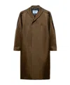 Prada Single-breasted Double Satin Coat In Brown