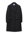 Prada Single-breasted Double Wool Coat In Black