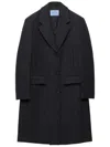 Prada Single-breasted Double Wool Coat In Gray