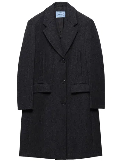 PRADA SINGLE-BREASTED DOUBLE WOOL COAT