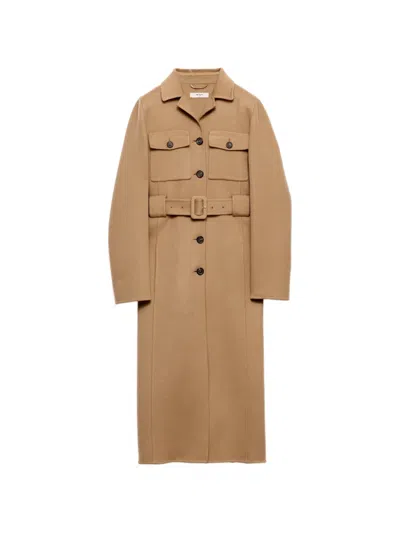 Prada Single-breasted Double-cloth Coat In Brown