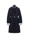 Prada Single-breasted Embroidered Double Wool Coat In Blue