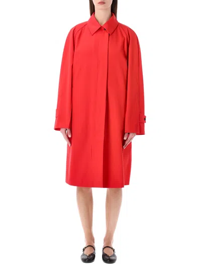 Prada Single-breasted Gabardine Coat In Red