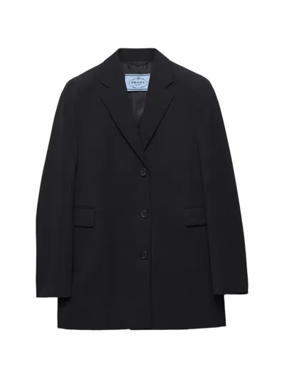 Prada Single-breasted Gabardine Jacket In Black
