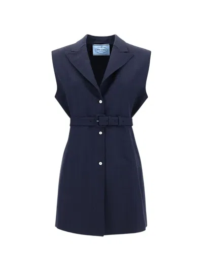 Prada Single-breasted Gilet In Blue