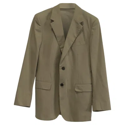 Pre-owned Prada Single-breasted Jacket In Beige Cotton In Brown