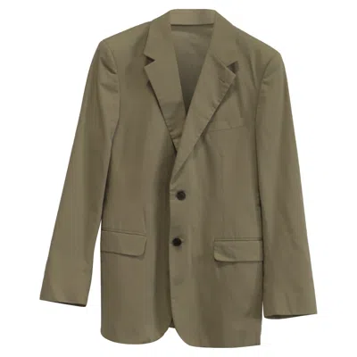 Prada Single-breasted Jacket In Beige Cotton In Green