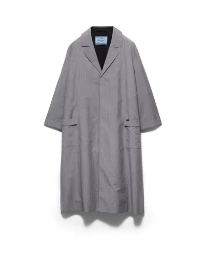 Prada Einreihiger Mantel Aus Leichtem Mohair In Gray