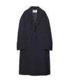 Prada Single-breasted Light Wool Coat In Blue
