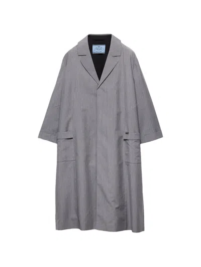 Prada Single-breasted Light-mohair Coat In Gray