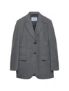 Prada Single-breasted Mélange Hopsack Jacket In Grey