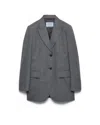 Prada Single-breasted Mélange Hopsack Jacket In Slate Gray
