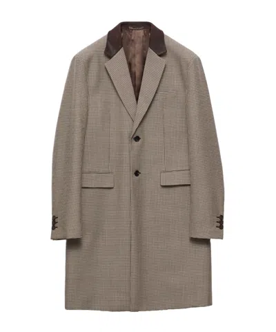 Prada Single-breasted Mohair Wool Coat In Gray