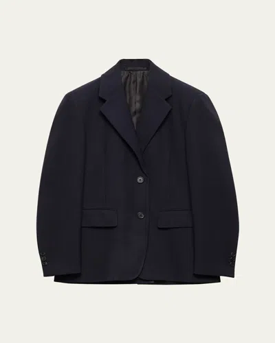 Prada Single-breasted Rush Stitch Wool Blazer In Bleu