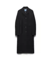 Prada Single-breasted Shetland Wool Coat In Black