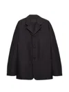 Prada Single-breasted Technical Cotton Jacket In Black