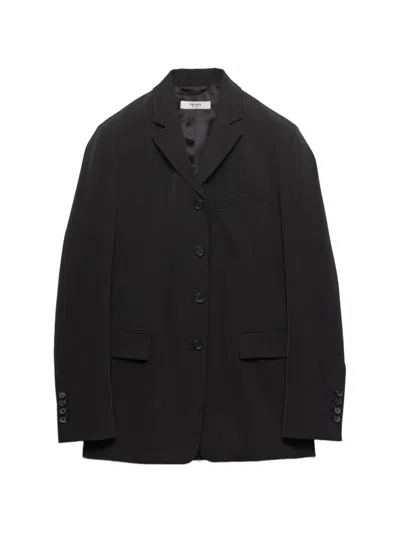 Prada Single-breasted Techno Stretch Jacket In Black