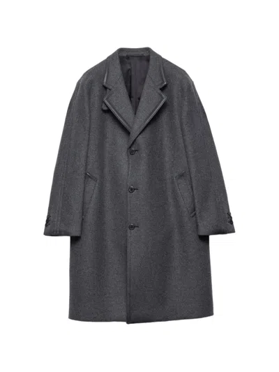 Prada Single-breasted Wool And Cashmere Coat In Gray